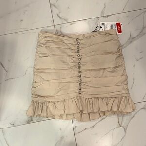 Zara Beige Ruffled Mini Skirt